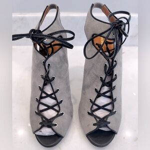 Rebecca Minkoff Gray Lace-Up Peep Toe Boots